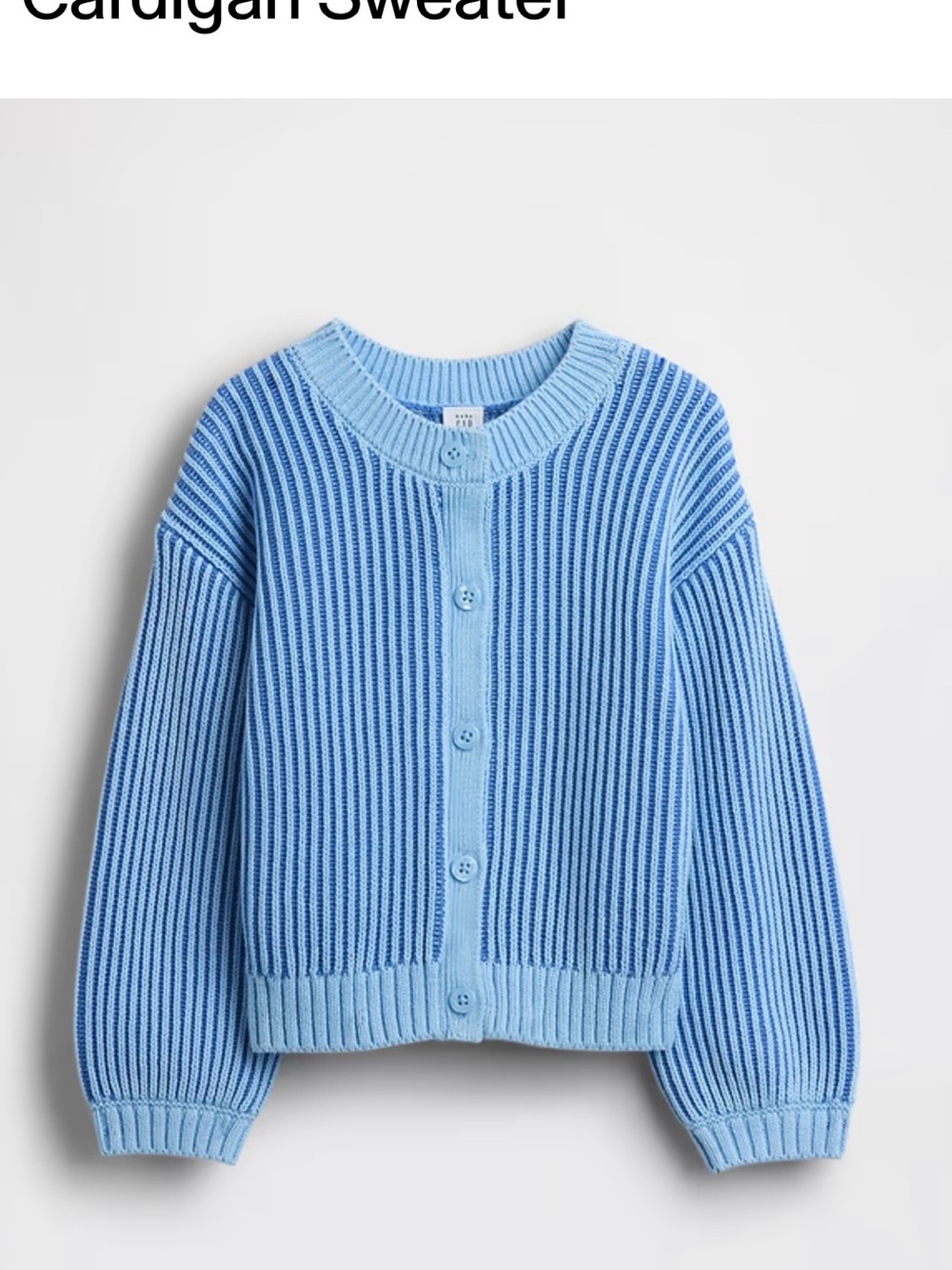GAP Baby Blue Ribbed Button-Front Cardigan - Picture 2 of 3